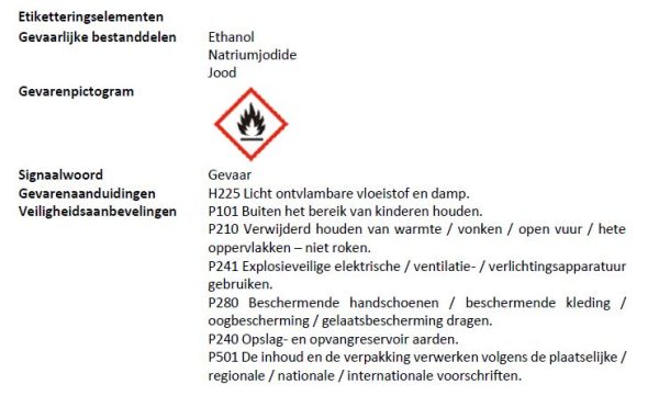 Jodiumtinctuur 1% (10 mg per ml) & 70% Alcohol - Afbeelding 2